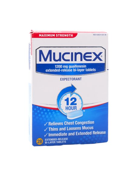 31581 - Mucinex Expectorant. 1200mg  - 28 Tablets - Box:  - Loc: 31P