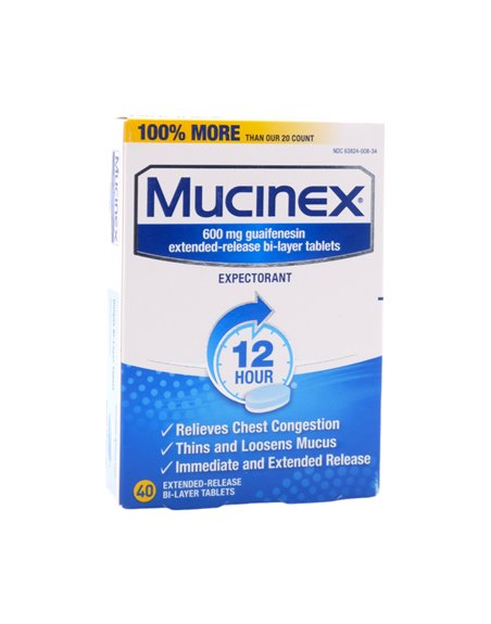 31582 - Mucinex Expectorant. 600mg - 40 Tablets - Box:  - Loc: 31P