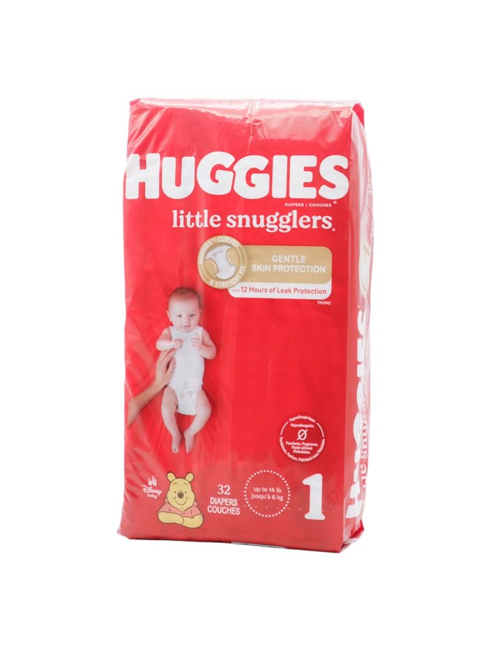 31765 - Huggies Diapers Little Snugglers, Size 1  (4/32's) - Box:  - Loc: E6