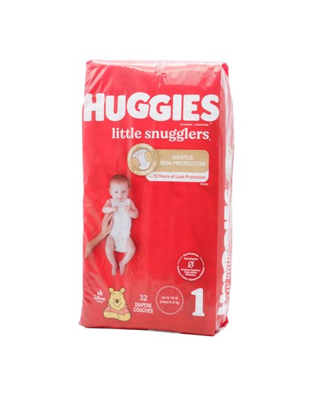 31765 - Huggies Diapers Little Snugglers, Size 1  (4/32's) - Box:  - Loc: E6