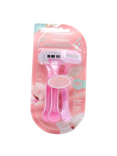 31887 - Modess Sensitive (4 Blades) Razors - 3ct. (Case Of 48) - Box:  - Loc: J4