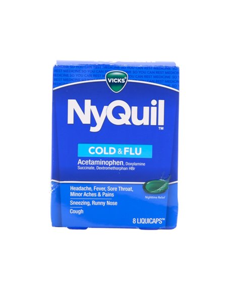 32064 - NyQuil Cold & Flu LiquiCaps - 8ct - Box:  - Loc: K2