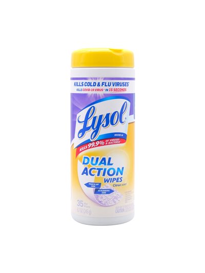 32326 - Lysol Disinfectant Wipes, Dual Action. Citrus Scent - 35ct (Case of 12) - Box:  - Loc: I8