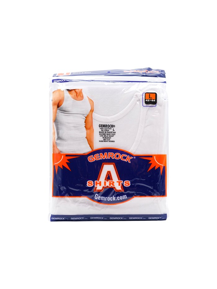 32920 - A-Shirt Gemrock White. (Large) - 12ct. - Box:  - Loc: L0