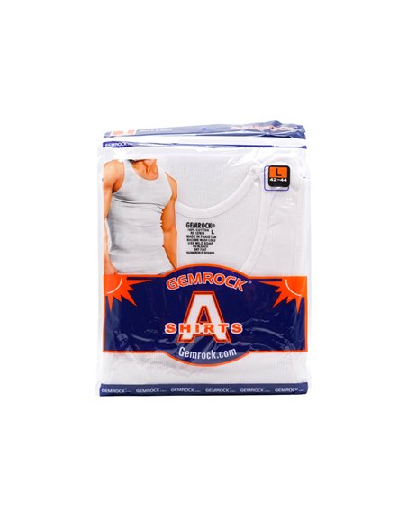 32920 - A-Shirt Gemrock White. (Large) - 12ct. - Box:  - Loc: L0