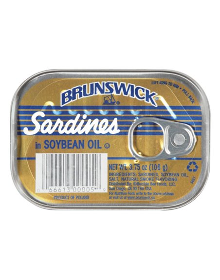 10368 - Brunswick Sardines  In SoyBean Oil- 3.75 oz. - Box:  - Loc: H5