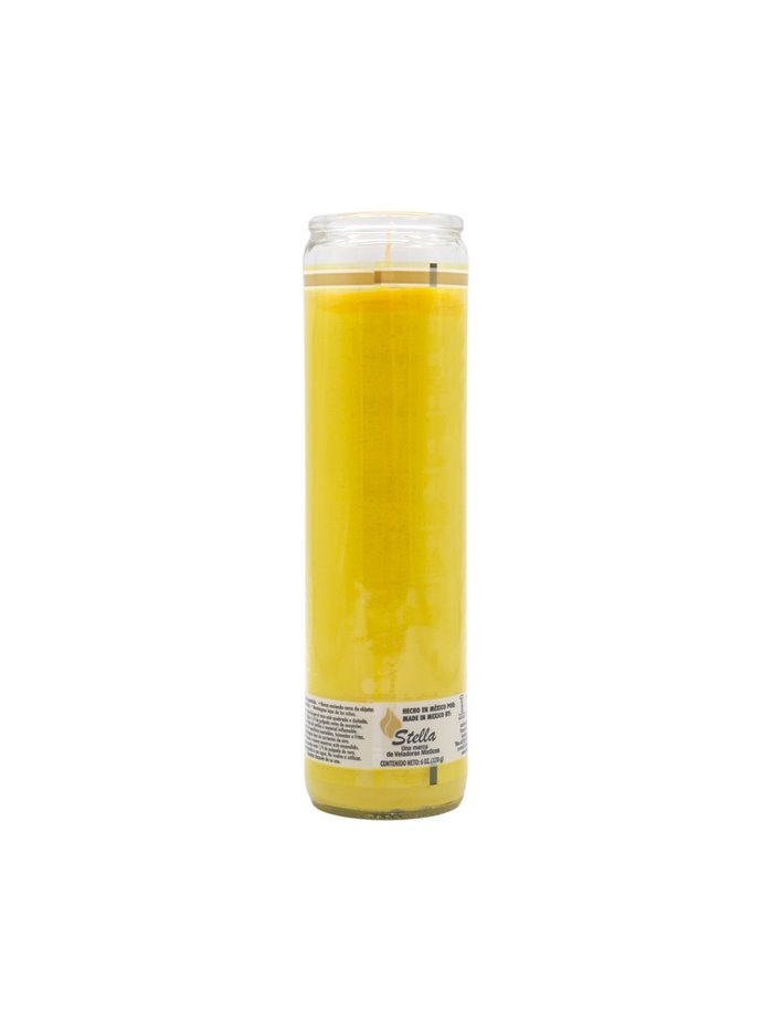 33244 - Brilux Glass Candle Yellow (Amarillo) - (Case of 12) - Box:  - Loc: A9