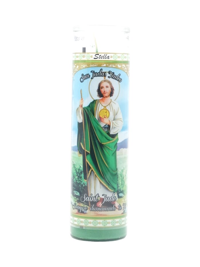 33252 - Brilux Glass Candle San Judas. (Verde). Case 12ct - Box:  - Loc: A9