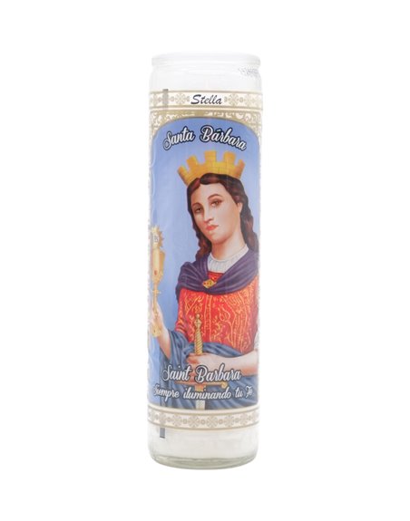 33254 - Brilux Glass Candle Santa Barbara. (White/Blanco). Case 12ct - Box:  - Loc: A9