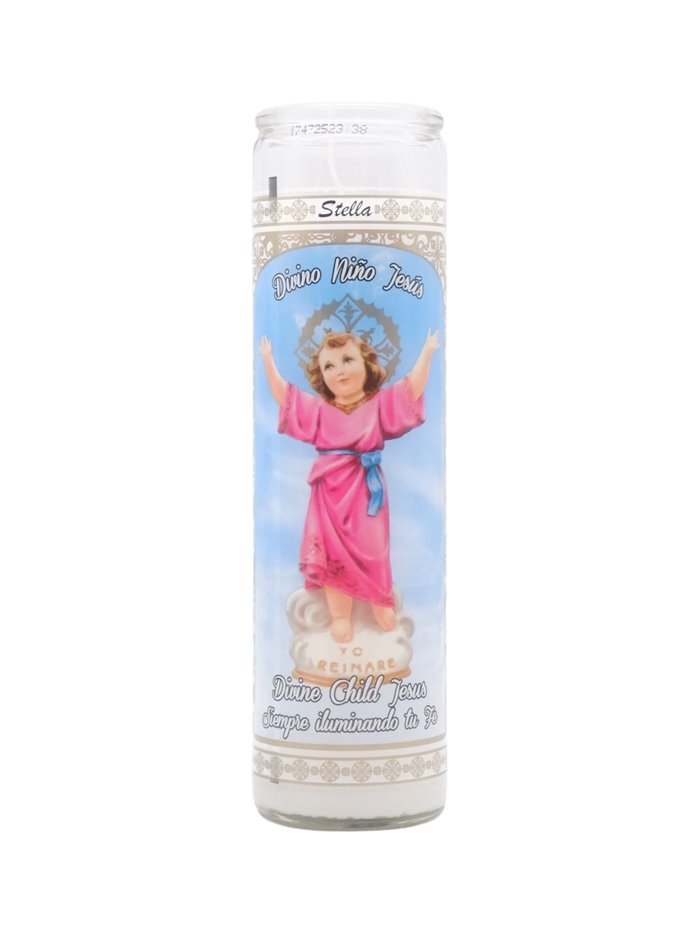 33255 - Brilux Glass Candle  Nino Divino. (White/Blanco). Case 12ct - Box:  - Loc: A9