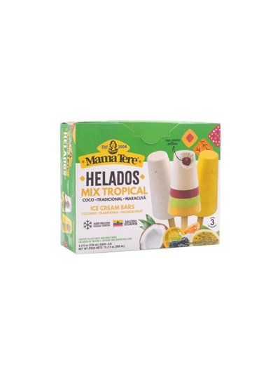 33299 - Mama Tere Helado, Mix Tropical Flavors - 4.4 oz. Pkg of 3. (Case of 12) - Box:  - Loc: NV-6