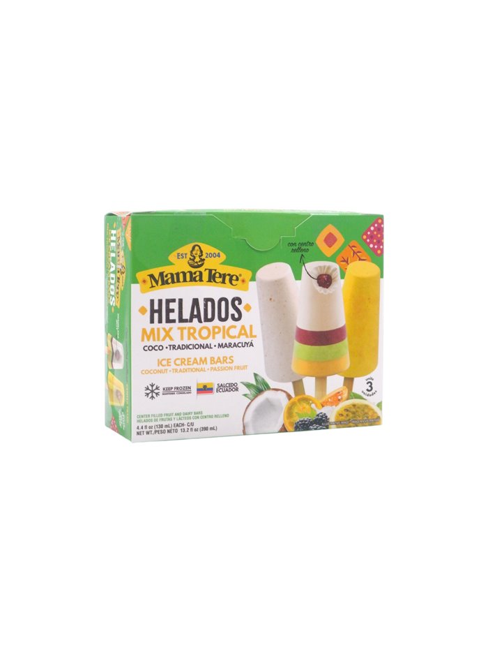33299 - Mama Tere Helado, Mix Tropical Flavors - 4.4 oz. Pkg of 3. (Case of 12) - Box:  - Loc: NV-6