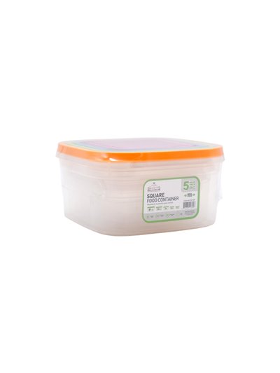 33497 - Wee's Beyond, Plastic Square Food Container Snap Lid BPA Free - 5ct. (81oz/54oz/34oz/23.7/13.5oz) - Box:  - Loc: 32F