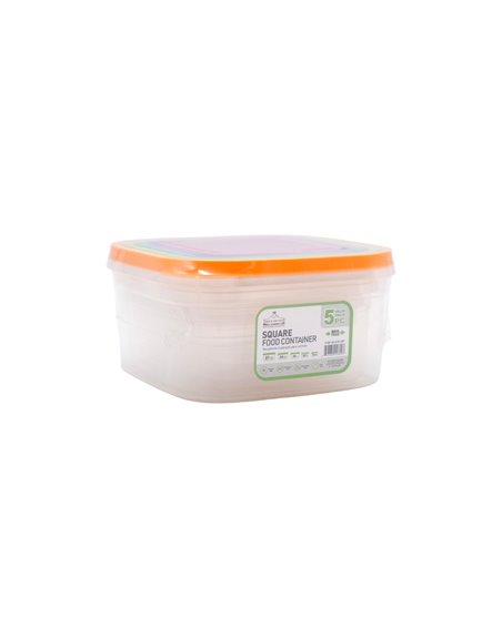 33497 - Wee's Beyond, Plastic Square Food Container Snap Lid BPA Free - 5ct. (81oz/54oz/34oz/23.7/13.5oz) - Box:  - Loc: 32F