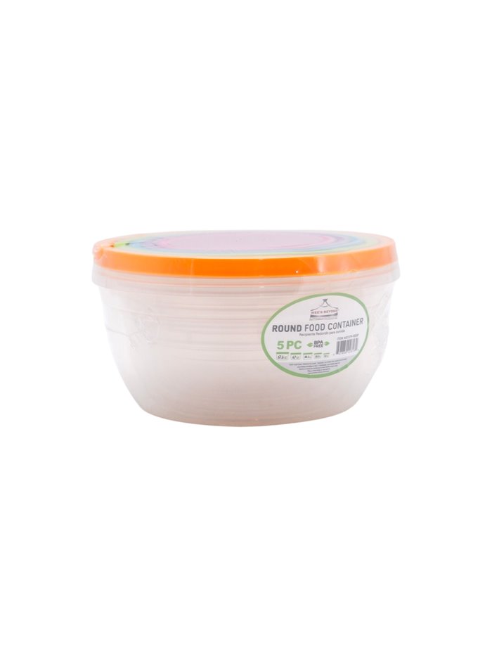 33498 - Wee's Beyond, Plastic Round Food Container Snap Lid BPA Free - 5ct. (67.6oz/47oz/30.4oz/20.3.7/10.1oz) - Box:  - Loc: 32