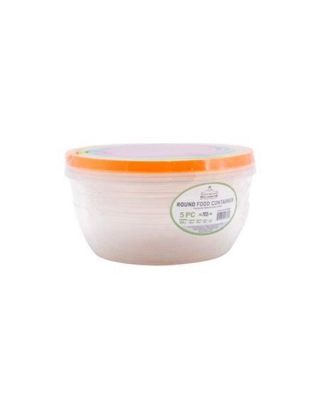 33498 - Wee's Beyond, Plastic Round Food Container Snap Lid BPA Free - 5ct. (67.6oz/47oz/30.4oz/20.3.7/10.1oz) - Box:  - Loc: 32