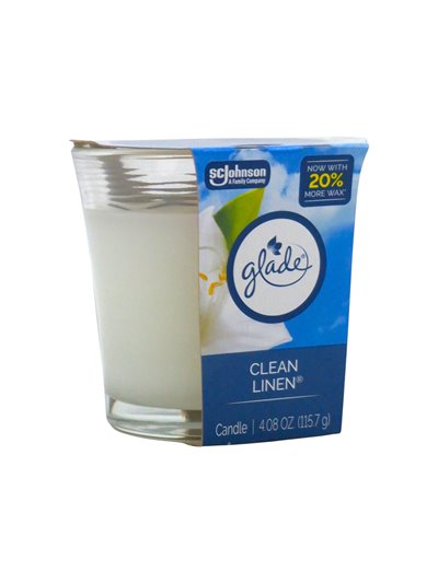 33673 - Glade Candle. Clean Linen. 4.08 oz. (Case of 6). - Box:  - Loc: I5