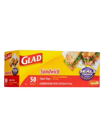 15266 - Glad Sandwich Zipper Bags, 50 Bags - (Case of 12) - Box:  - Loc: A3