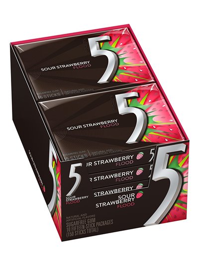 15314 - 5 Gum Strawberry Flood - 10/15 Sticks - Box:  - Loc: N2