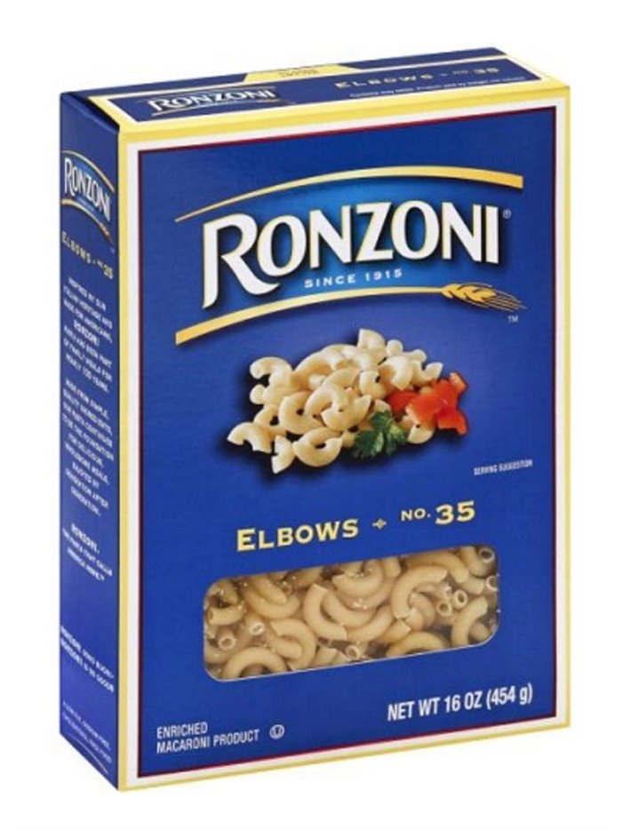 7764 - Ronzoni Elbow Macaroni - 1 lb. (Case of 20) - Box:  - Loc: G7