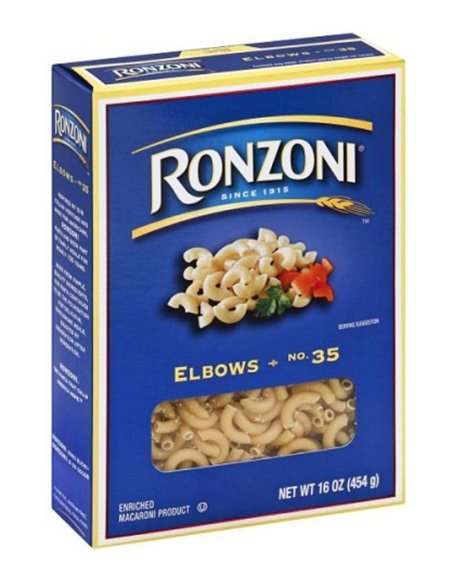 7764 - Ronzoni Elbow Macaroni - 1 lb. (Case of 20) - Box:  - Loc: G7