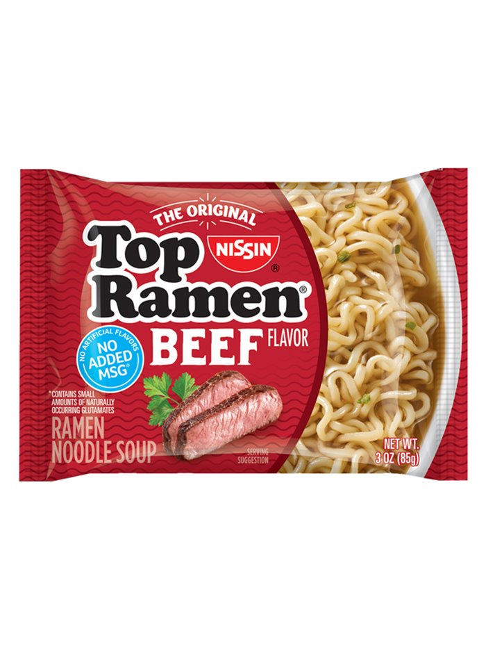 8529 - Nissin Top Ramen Beef Flavor - 24 Pack - Box:  - Loc: F13