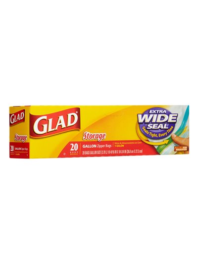 15521 - Glad Storage Zipper Bag, 1 Gal - 30 Bags (Case of 12) - Box:  - Loc: A3