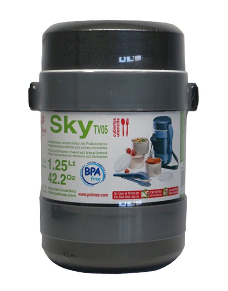 16243 - Thermo Lunch Sky W/Utensils, 1.25 Lt (TV05) - Box:  - Loc: j9