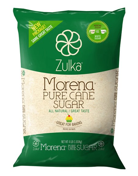 17443 - Zulka Morena Cane Sugar - 4 lb. ( 64 oz. ) - (Case of 10) - Box:  - Loc: H2
