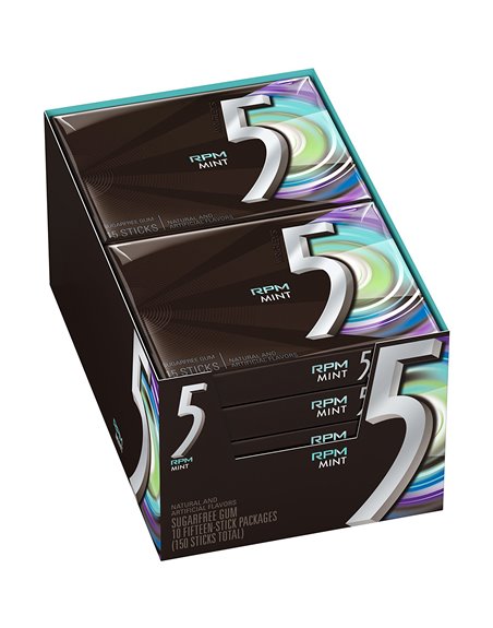 18199 - 5 Gum RPM Mint - 10/15 Sticks - Box:  - Loc: N2