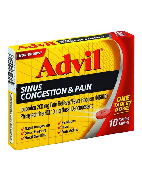 18826 - Advil Sinus Congestion 200mg - 10ct - Box:  - Loc: F1
