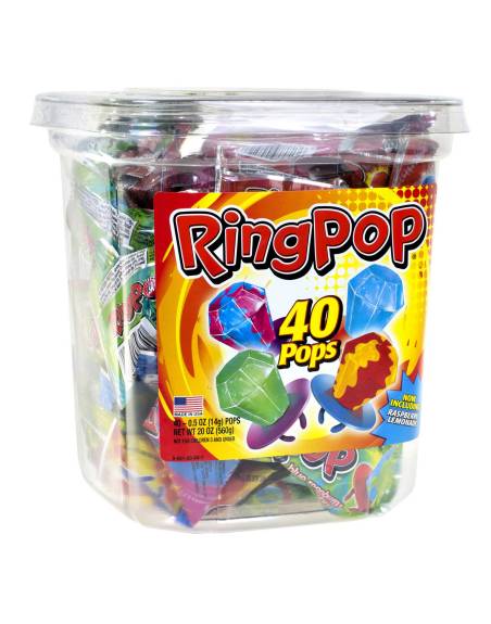 10472 - Ring Pop Assorted Jar - 40ct - Box:  - Loc: L6