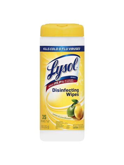 20853 - Lysol Disinfectant Wipes, Lemon Lime - Yellow96433 - 35ct (Case of 12) - Box:  - Loc: I8