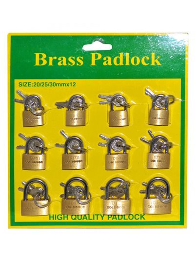 21384 - Brass Padlock 20/25/30mm - 12ct - Box:  - Loc: I4