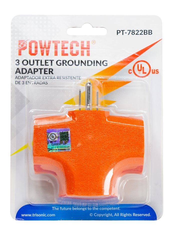21401 - 3 Outlet Grounding Adapter Orange PT-7822BB - Box:  - Loc: A1