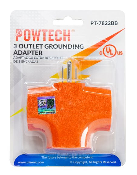 21401 - 3 Outlet Grounding Adapter Orange PT-7822BB - Box:  - Loc: A1