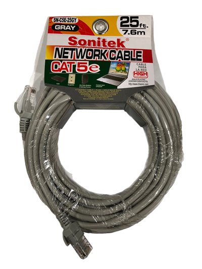 22114 - Sonitek Network Cable, 25 ft. - ( SN-C5E-25GY ) - Box:  - Loc: A2