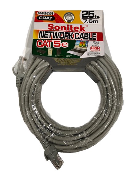 22114 - Sonitek Network Cable, 25 ft. - ( SN-C5E-25GY ) - Box:  - Loc: A2