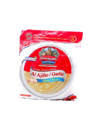 24298 - Cassava Bread Guaraguano Garlic- 8 oz. (Case of 12) - BOX: 