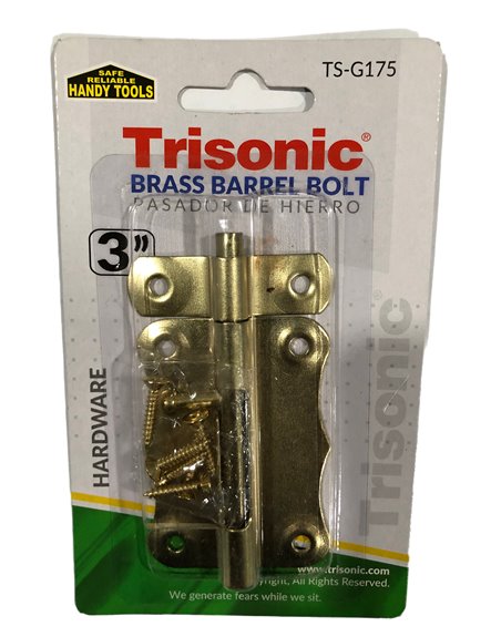 24087 - 3'' Brass Barrel Bolt (Pestillo) (TS-G175) - Box:  - Loc: A1