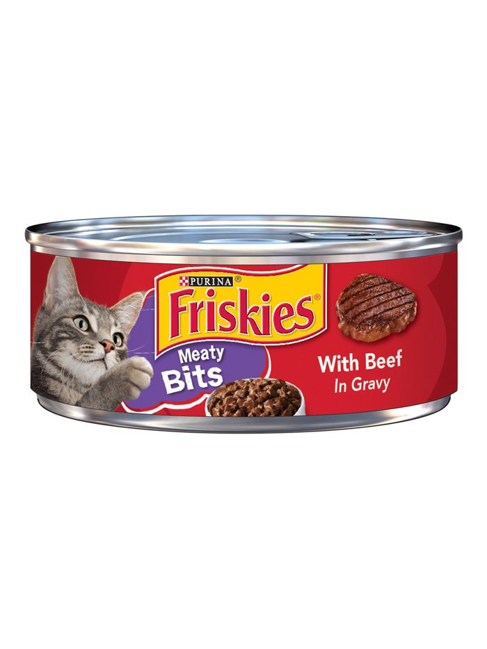 24161 - Friskies Cat Food Meaty Bit Beef, 5.5 oz. - (24 Cans) - Box:  - Loc: A8