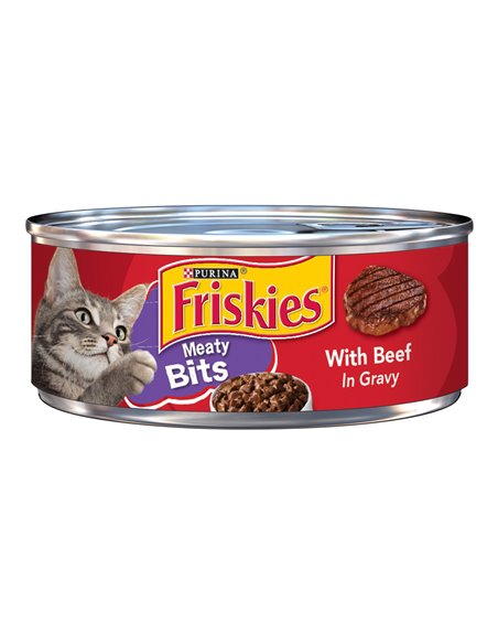 24161 - Friskies Cat Food Meaty Bit Beef, 5.5 oz. - (24 Cans) - Box:  - Loc: A8