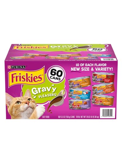 24541 - Friskies Gravy Pleasers Variety Pack, 5.5 oz. - (60 Cans) - Box:  - Loc: S1