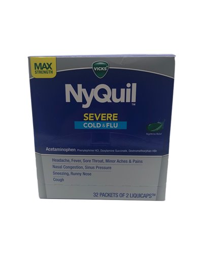 25032 - Nyquil Cold & Flu - 32 Pouches / 2 Caplets - Box:  - Loc: K2