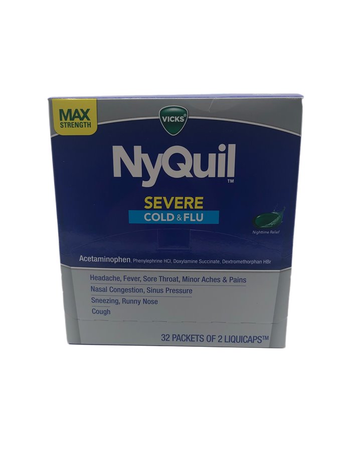 25032 - Nyquil Cold & Flu - 32 Pouches / 2 Caplets - Box:  - Loc: K2