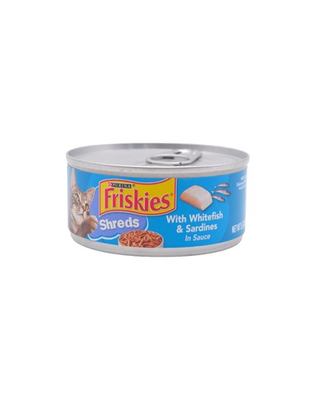 26074 - Friskies Cat Food Shreds with White Fish & Sardines In Sauce, 5 oz. - (24 Cans) - Box:  - Loc: E12