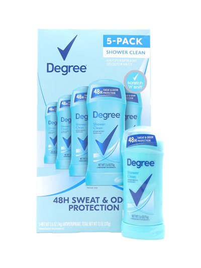 26952 - Degree Women Shower Clean - 5 Pack/2.6 oz. - Box:  - Loc: K7