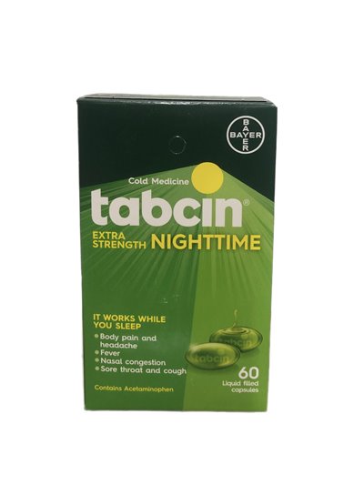 26976 - Tabcin Extra Strength Nighttime ( Green ) - 60ct - Box:  - Loc: K5