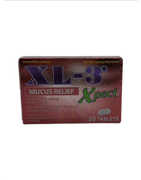 27368 - XL-3 Mucus Relief Xpect Tablets- 20 Tabs - Box:  - Loc: K1