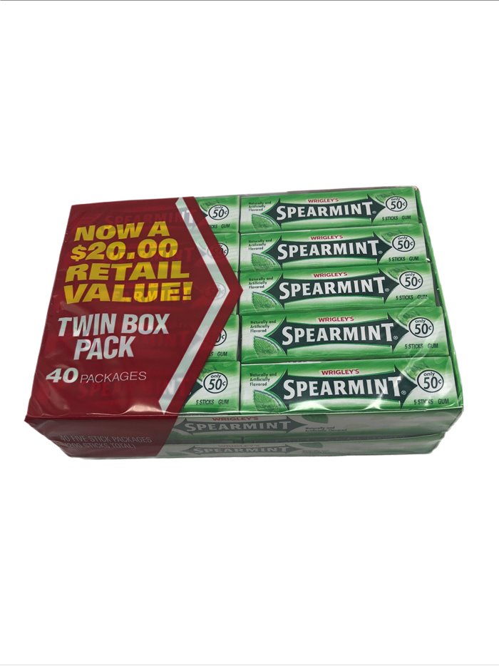 27420 - Wrigley's Spearmint Gum 50cents - 40 Pack - Box:  - Loc: N3